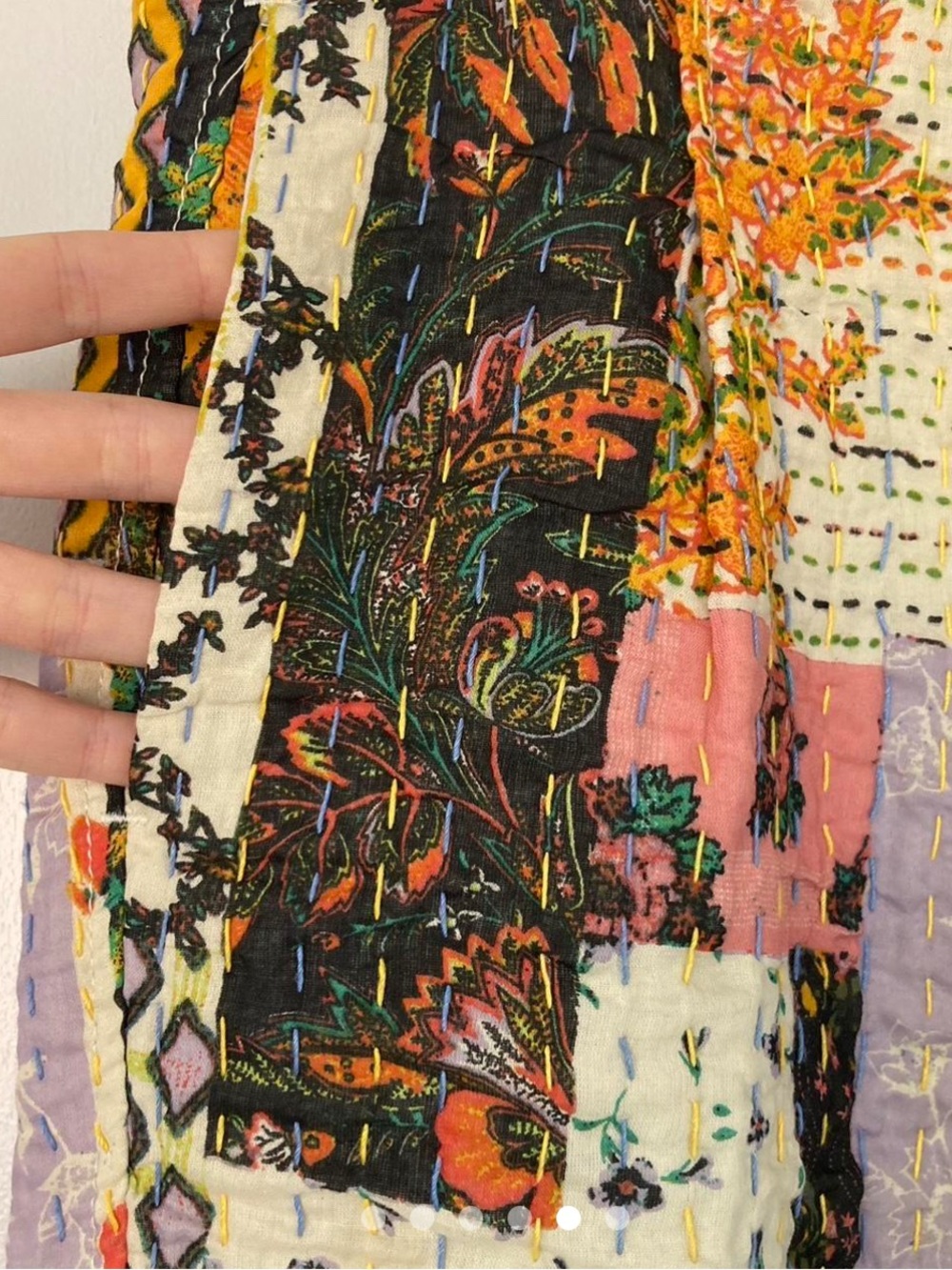 Free People Roads Merge Straight leg Patchwork Pants with Multicolor Quilt Print - Picture 5 of 7